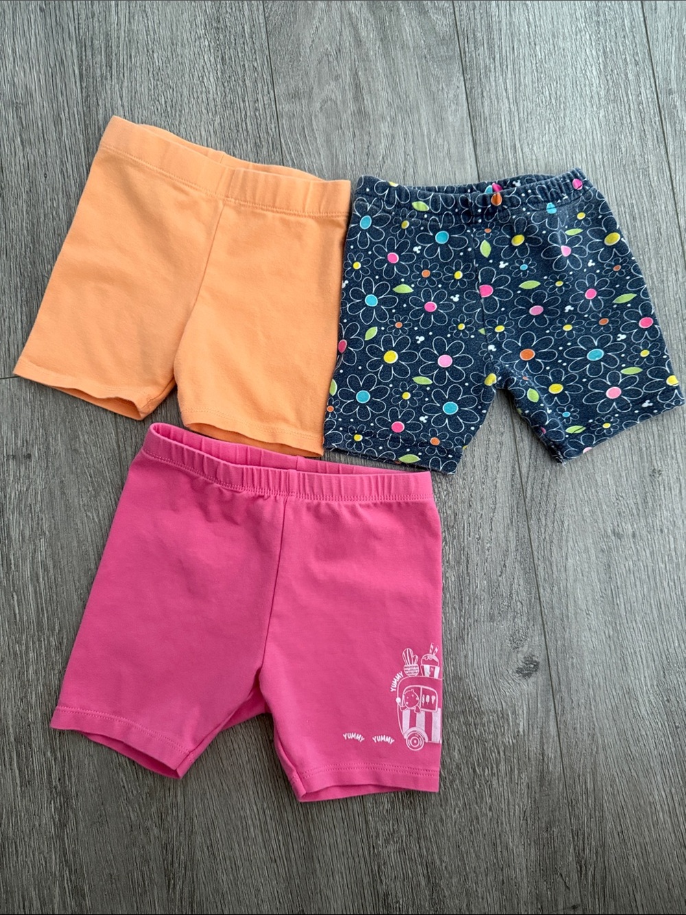 United Colors Of Benetton Girls' Three-Pack Shorts - Pink, Orange & Navy Floral